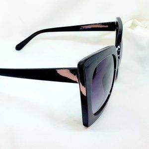 Sexy Black Oversized Cat Eye Black Gradient Polarized Sunglasses ES1302